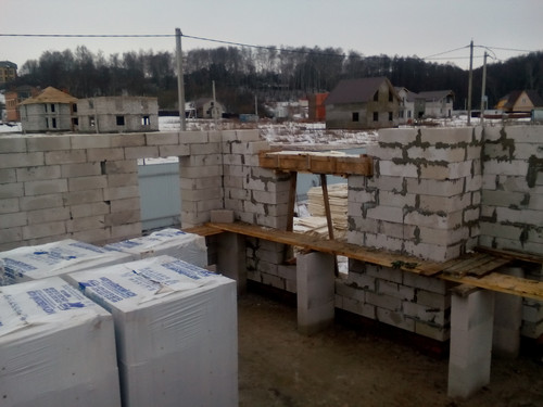 Частная бригада построила стены 1го этажа из газосиликатного блока